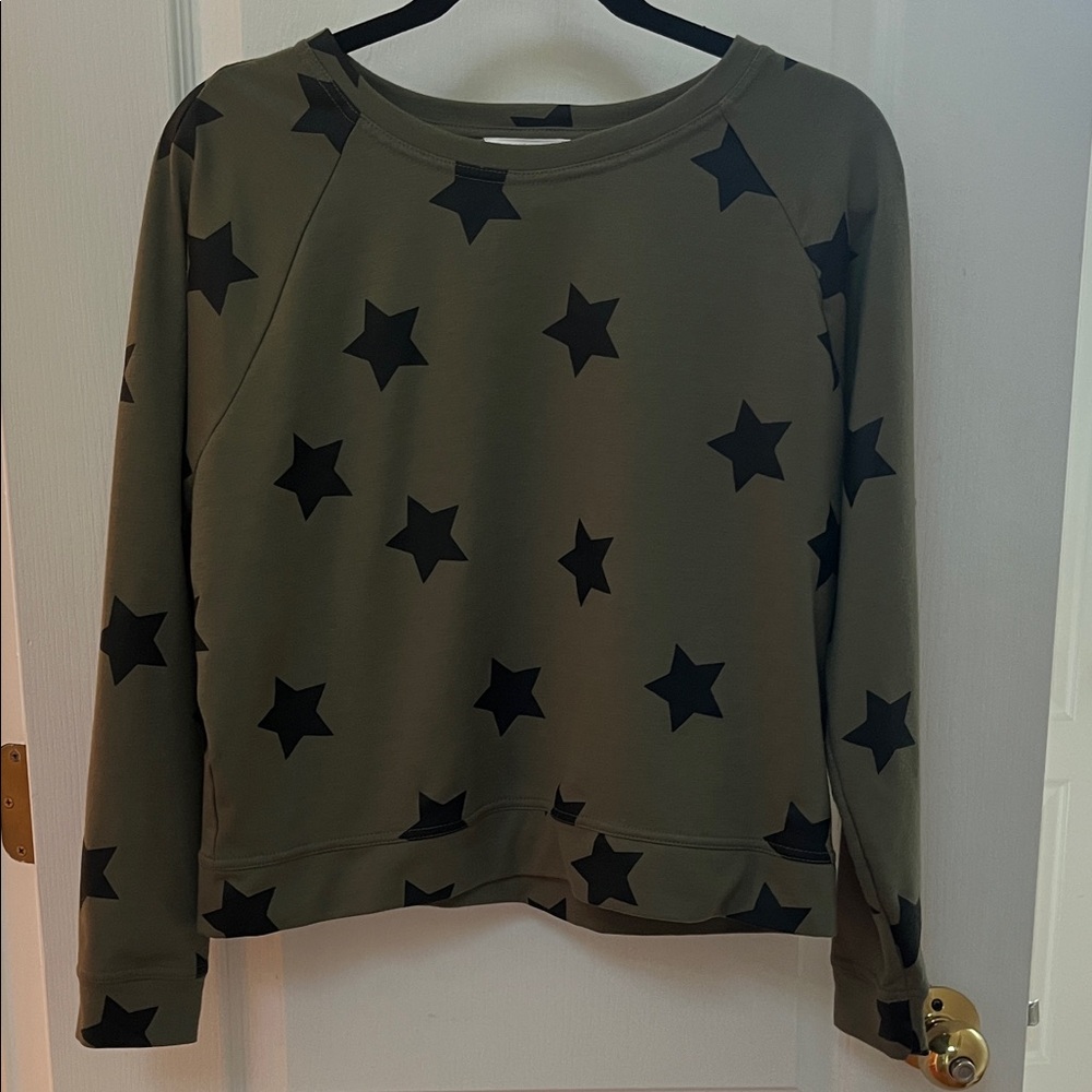 For The Republic Olive Green and Black Star Sweatshirt